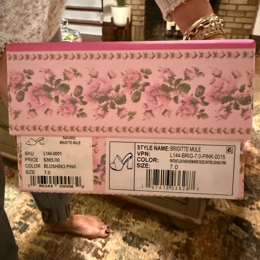 Pink Larroude x LoveShackFancy Floral Women's Heels - Picture 5 of 7